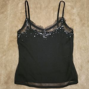 Escada sequin and lace layered wool camisole tank